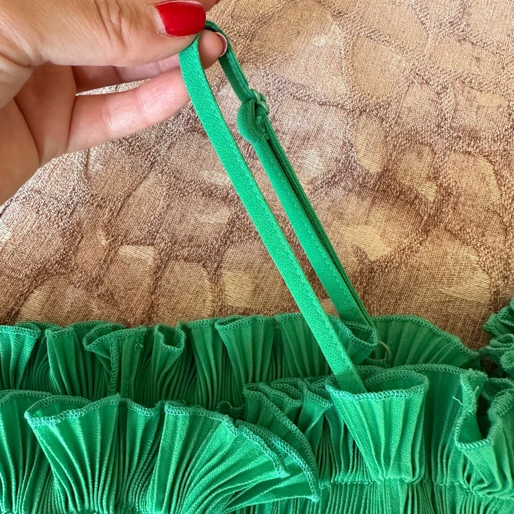 ENDLESS ROSE RUFFLED GREEN TOP - Picture 4 of 9